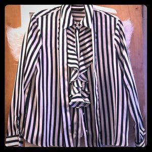 Blue and White  Stripped Dress Blouse